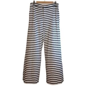 Harvey Faircloth Striped Sz 8 Navy Blue Wide-Leg Pants